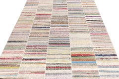 Rug & Kilim's Handwoven Modern Patchwork Kilim Rug in Multicolor Striation