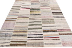 Rug & Kilim's Handwoven Modern Patchwork Kilim Rug in Multicolor Striation