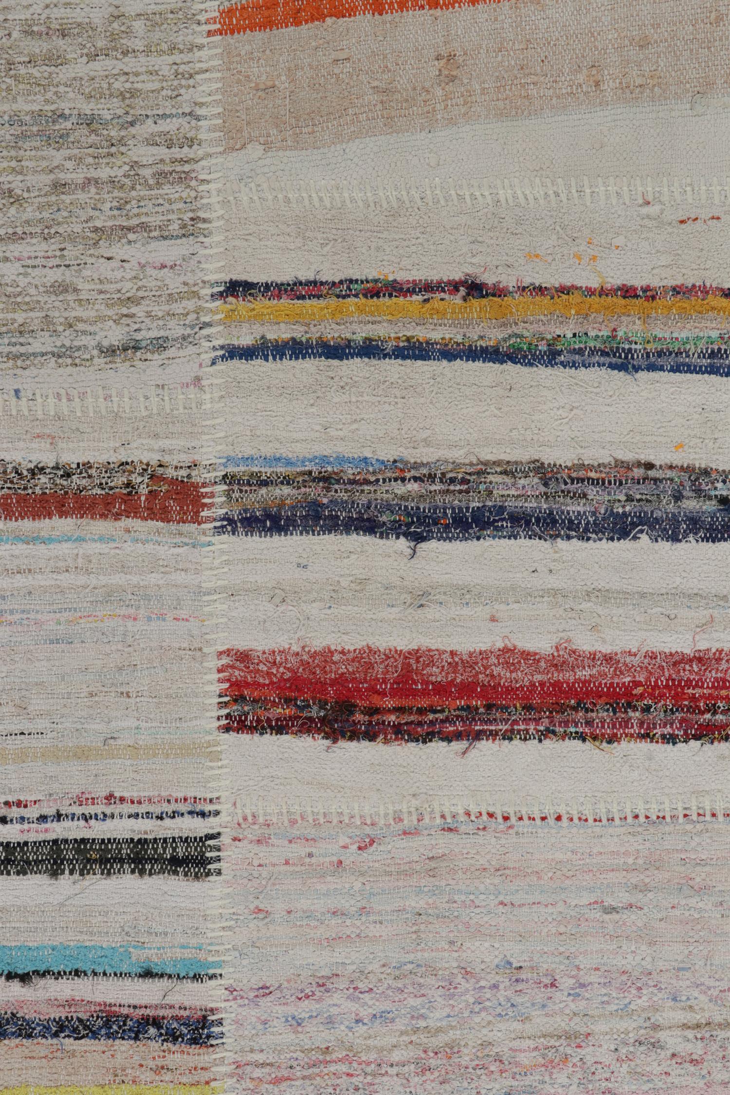 Rug & Kilim’s Handwoven Modern Patchwork Kilim Rug in Multicolor Striation In New Condition For Sale In Long Island City, NY