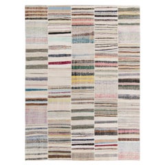 Rug & Kilim - Tappeto Kilim Patchwork moderno tessuto a mano con striature multicolore