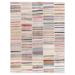 Rug & Kilim's Handwoven Modern Patchwork Kilim Rug in Multicolor Striation