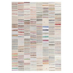 Rug & Kilim's Tapis Kilim moderne en patchwork tissé à la main à rayures multicolores