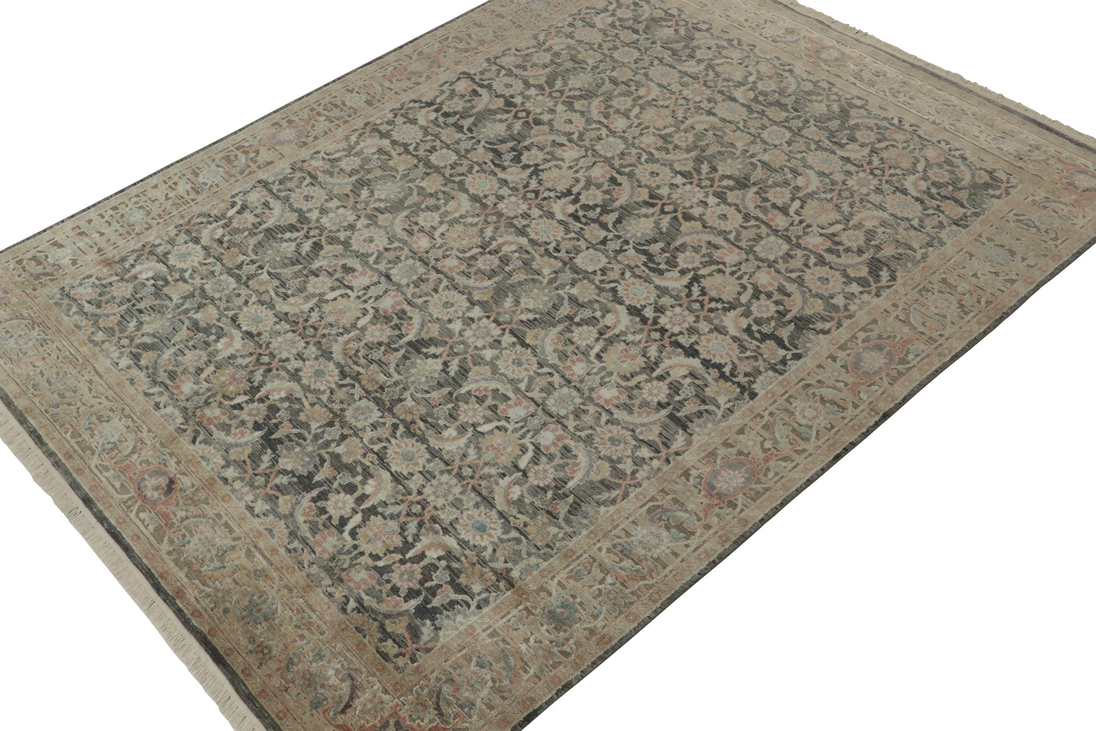 An 8x10 rug inspired from Herati style, from Rug & Kilim’s Modern Classics Collection. Hand knotted in wool, the rug enjoys a gorgeous confluence of rich colors with subtle high-low texture never seen in this style before. 
Further on the