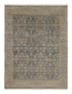 Rug & Kilim’s Herati Style Rug with Gray, Blue and Beige-Brown Floral Patterns