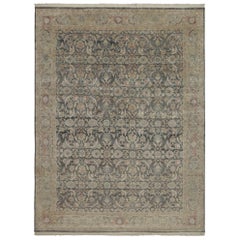 Rug & Kilim's Herati Style Rug with Gray, Blue and Beige-Brown Floral Patterns (tapis de style Herati avec motifs floraux gris, bleus et beige-brun)