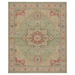 Rug & Kilim, tappeto in stile Heriz Serapi con medaglione floreale rosso e verde