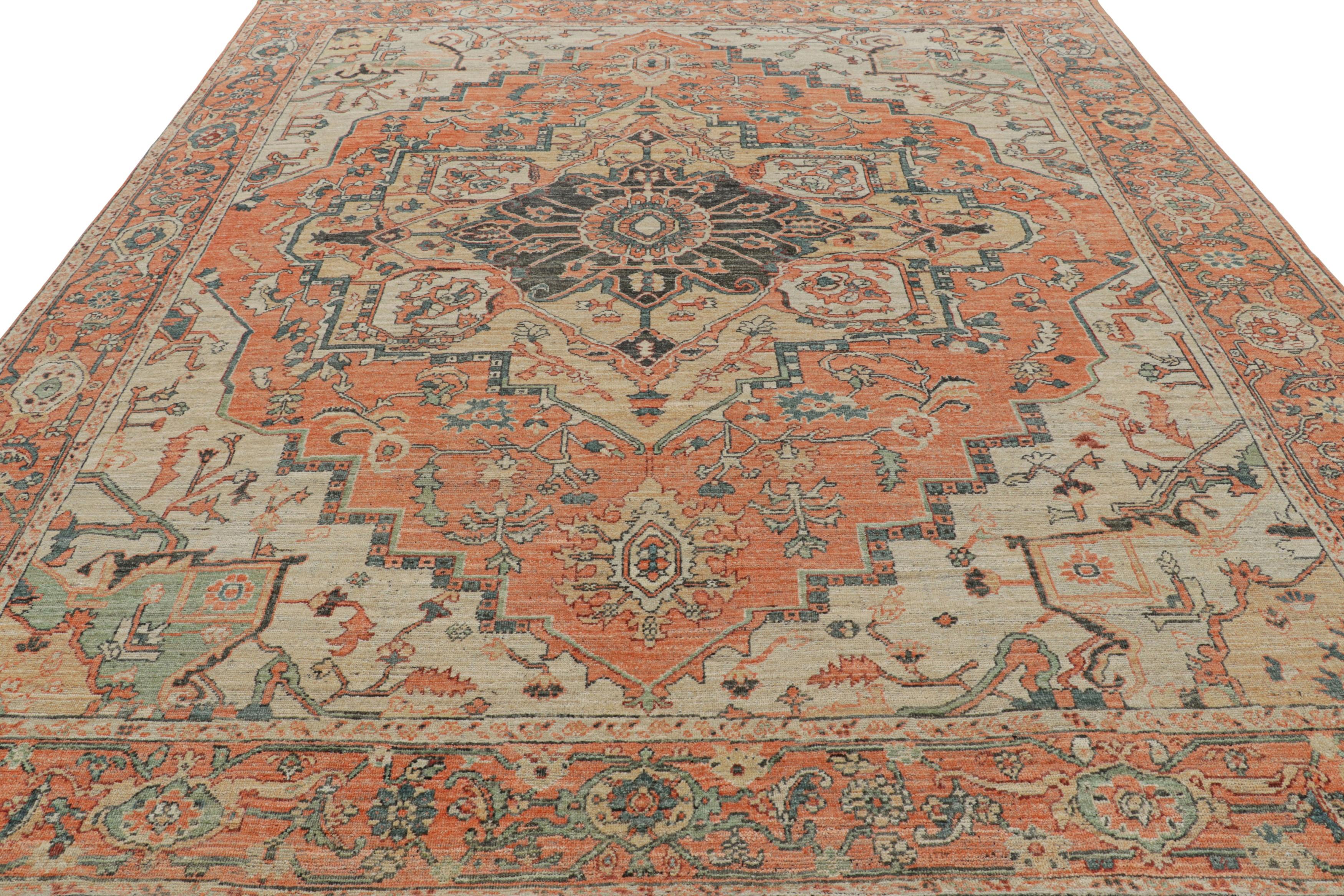 Alfombra estilo Heriz de Rug & Kilim en naranja y beige con medallón en Nuevo estado para la venta en Long Island City, NY