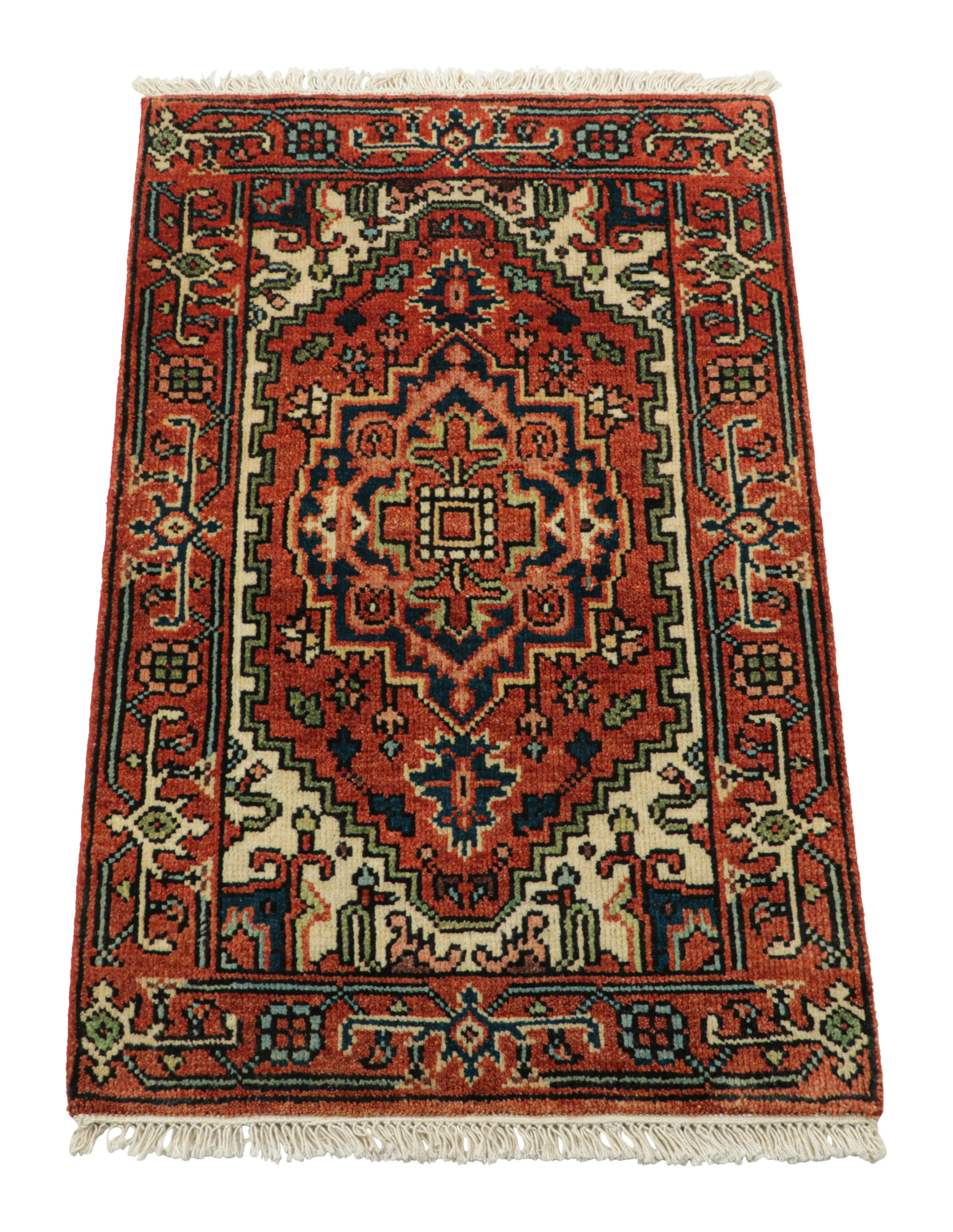 Hand-Knotted Rug & Kilim’s Heriz Style Rug in Red and Pink with Medallion and Floral Patterns For Sale