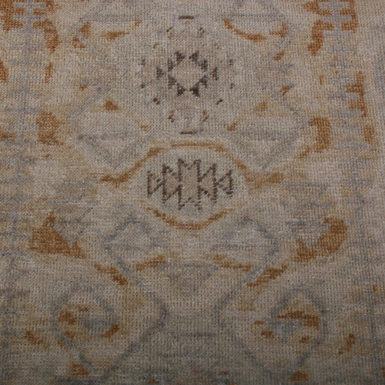 Rug & Kilim's Homage Geometric Beige Brown and Gray-Blue Wool Custom Rug (Indisch) im Angebot