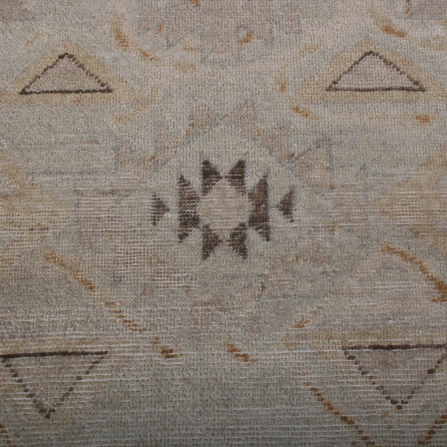 Hand-Knotted Rug & Kilim’s Homage Geometric Beige Brown and Gray-Blue Wool Custom Rug For Sale