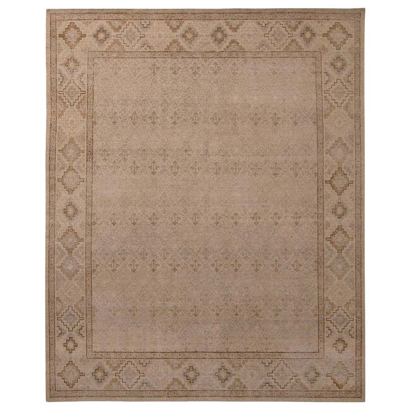 Rug and Kilim’s Homage Modern Geometric Beige Brown Wool Custom Rug For ...