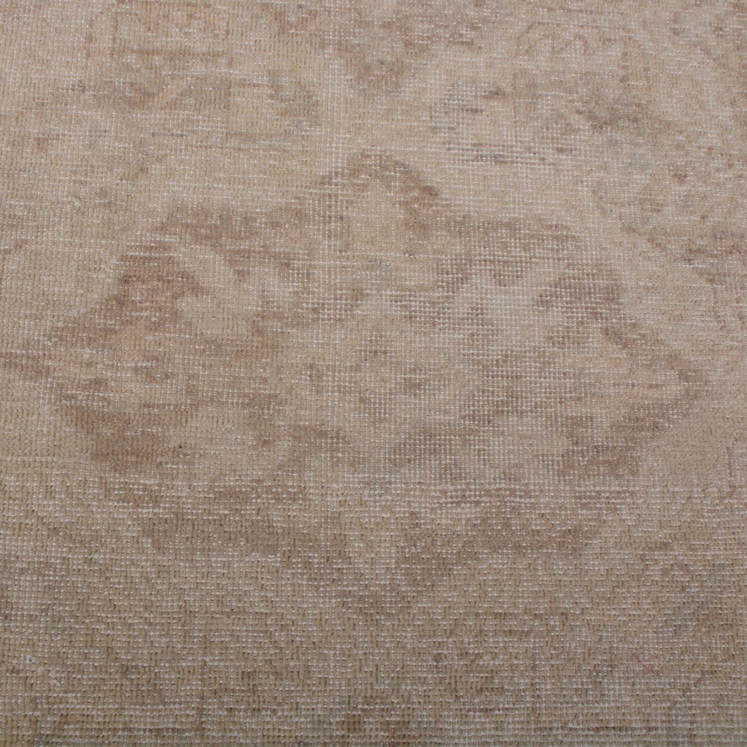 Modern Rug & Kilim’s Homage Geometric Floral Beige Brown Wool Custom Rug For Sale