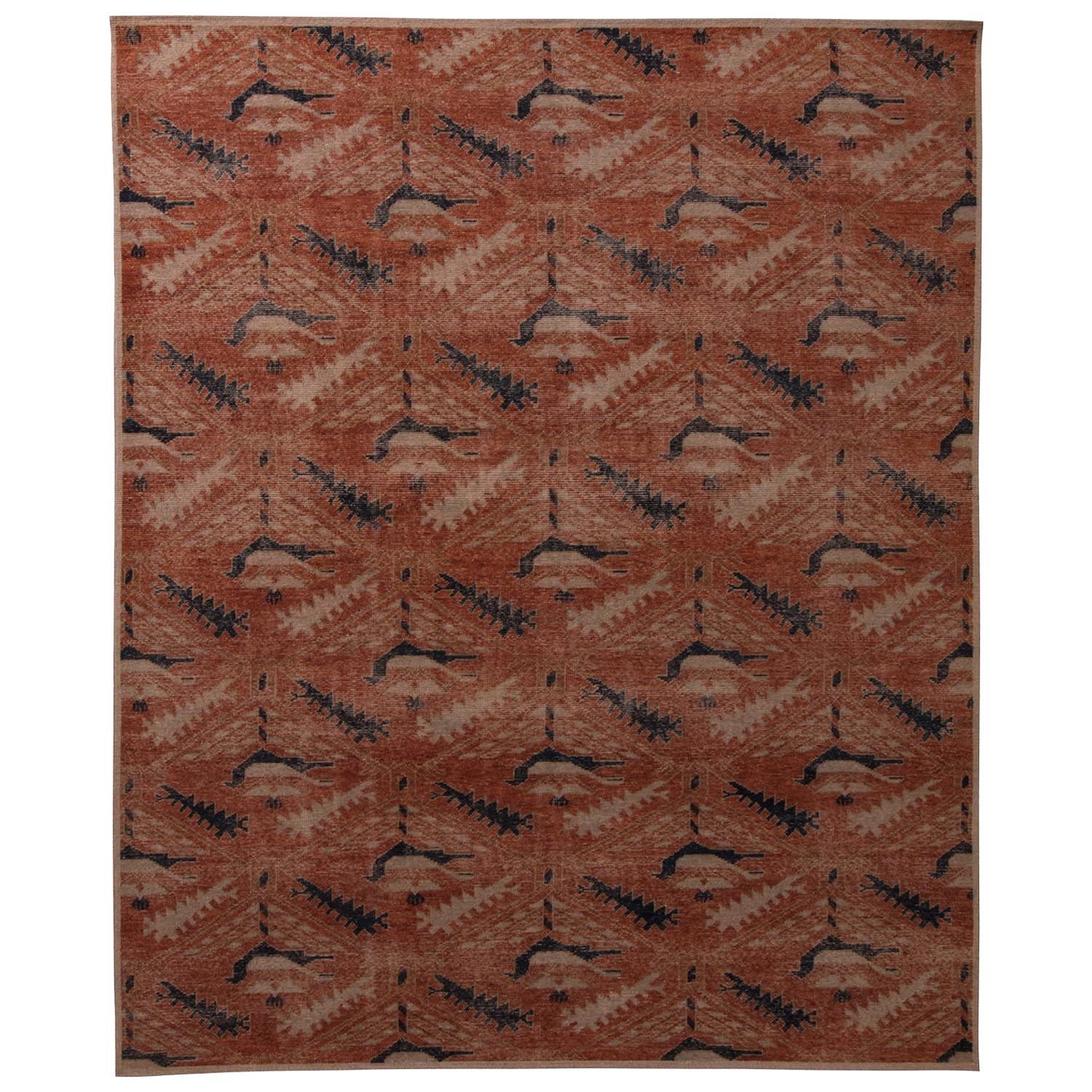 Rug 
Kilim: Tappeto geometrico floreale beige, rosa e blu in lana personalizzato