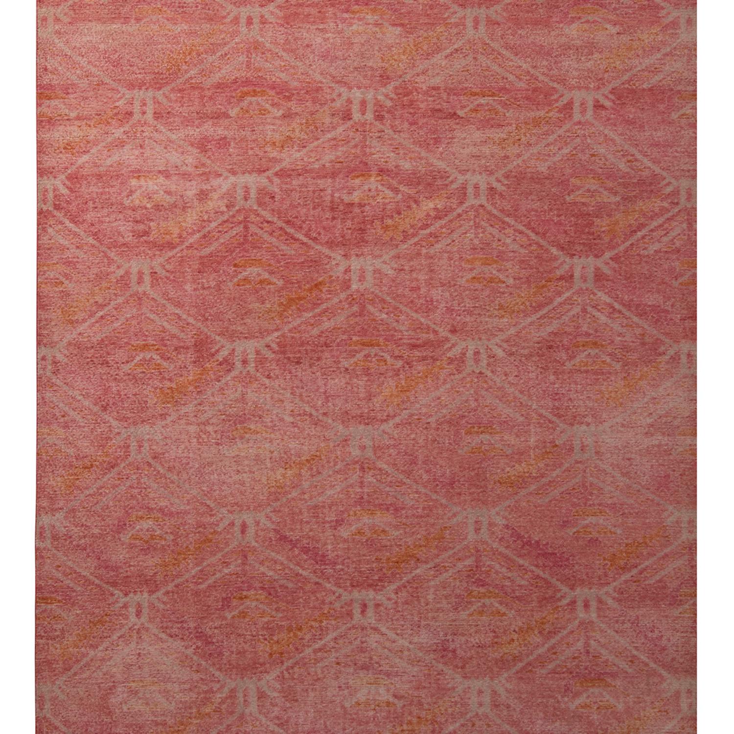 Teppich & Kilims Homage Geometrischer roter und orangefarbener maßgefertigter Wollteppich (Moderne) im Angebot