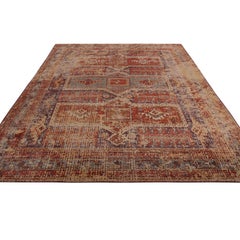 Rug & Kilim’s Homage Geometric Red Blue and Beige-Yellow Wool Custom Rug