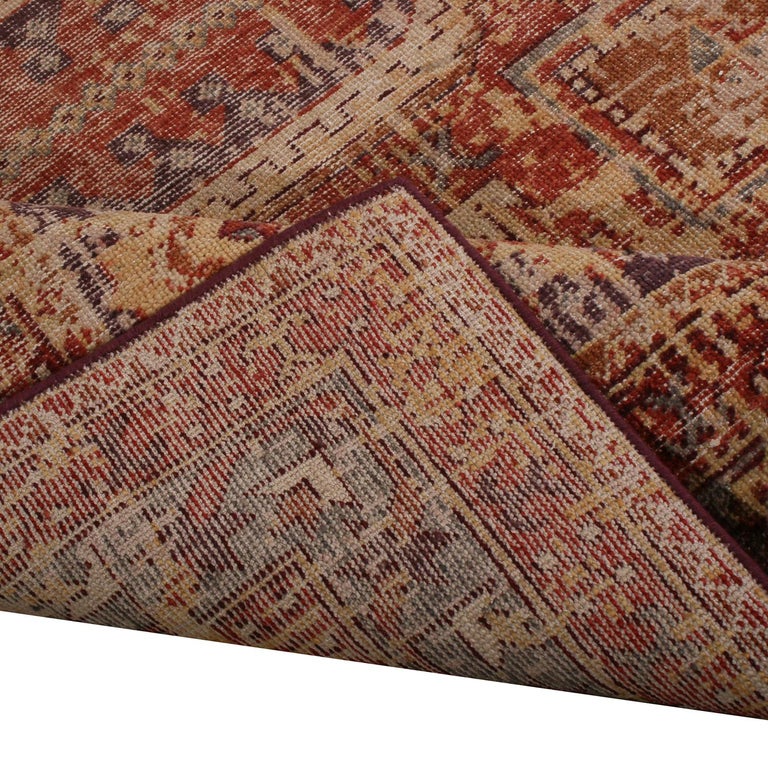 Hand-Knotted Rug & Kilim’s Homage Geometric Red Blue and Beige-Yellow Wool Custom Rug For Sale