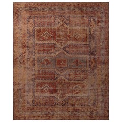 Rug & Kilim’s Homage Geometric Red Blue and Beige-Yellow Wool Custom Rug