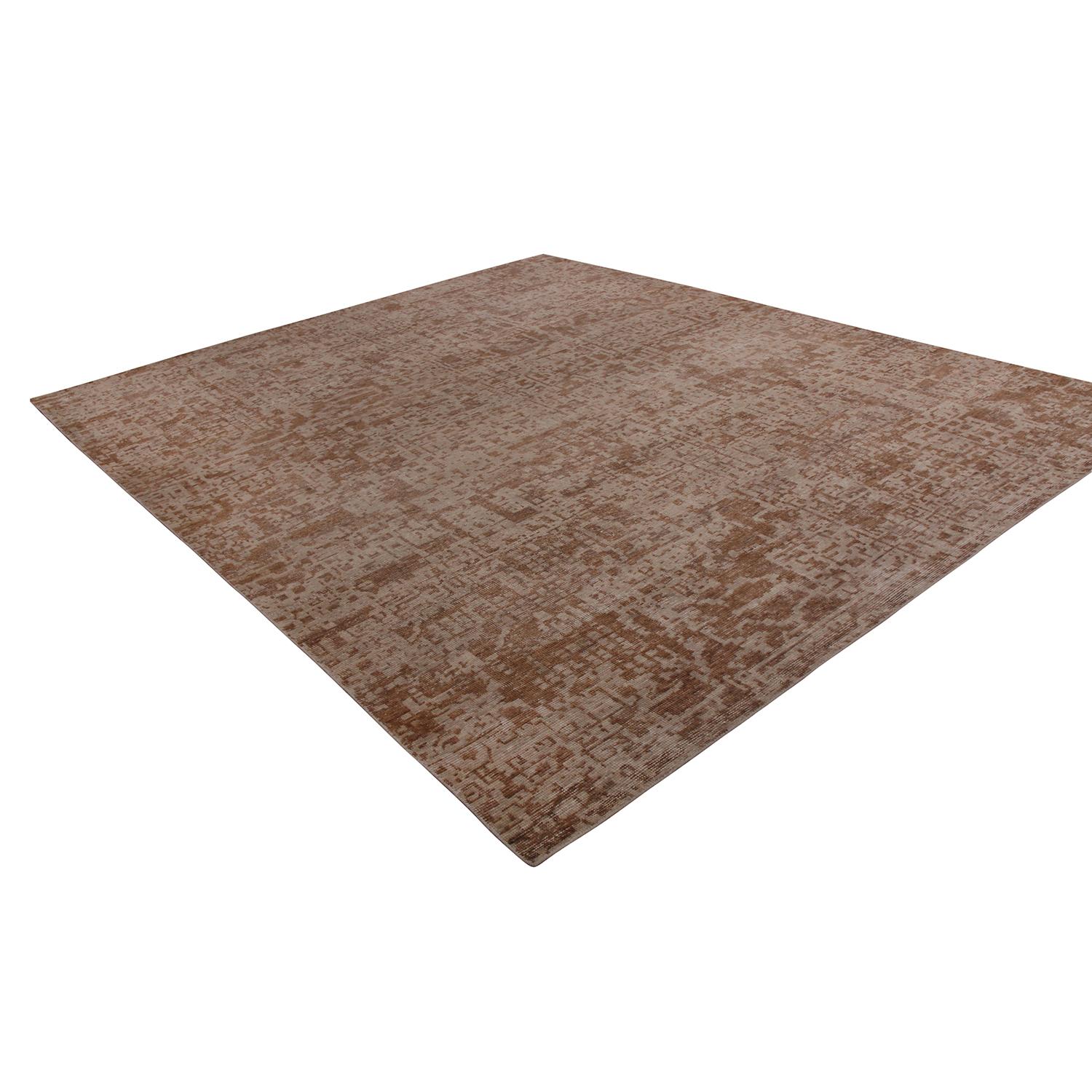 Moderne Tapis & Kilims Homage moderne géométrique en laine beige et marron personnalisé en vente