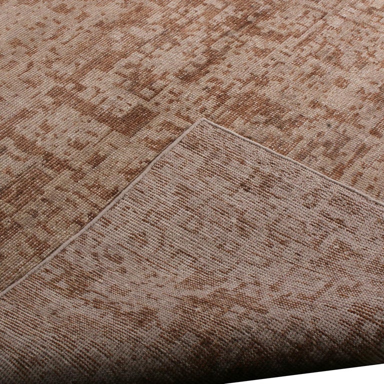 Rug & Kilim’s Homage Modern Geometric Beige Brown Wool Custom Rug In New Condition For Sale In Long Island City, NY