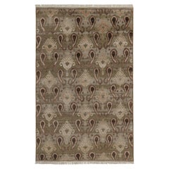 Rug & Kilim’s Ikats Style rug in Green with Beige-Brown Paisley Floral Patterns