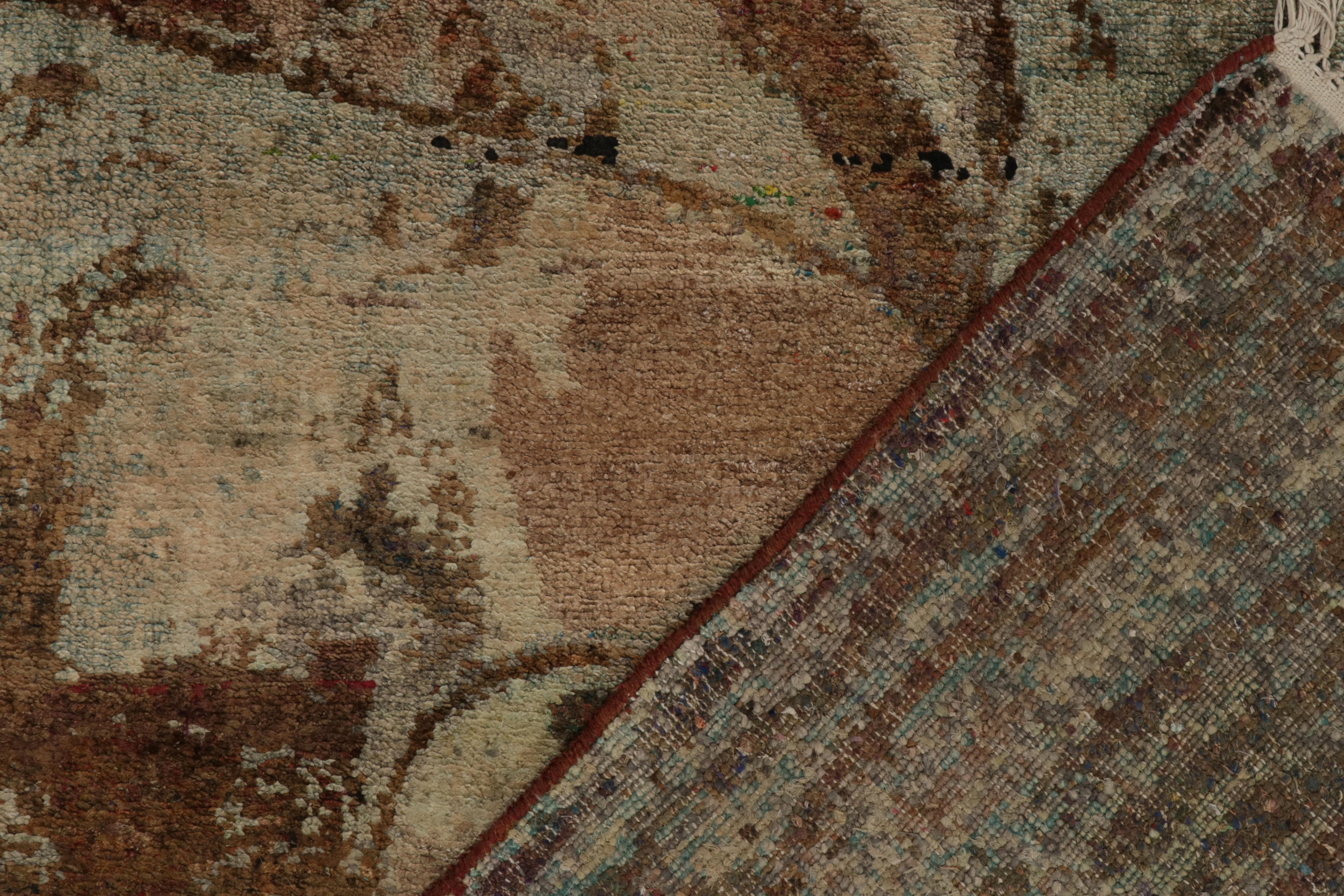 Contemporary Rug & Kilim’s Impressionist Style Abstract Rug in Beige-Brown Floral Patterns For Sale