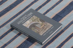 Rug & Kilim’s Indian Dhurrie Rug in Blue and Brown Geometric Stripes