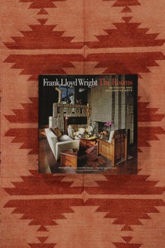 Rug & Kilim’s Indian Dhurrie Rug in Brick Red and Orange Geometric Pattern