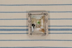 Rug & Kilim’s Indian Dhurrie Rug in Ivory and Blue Stripes