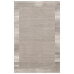 Rug & Kilim’s Indian Dhurrie Rug in Sand with Pinstripe Border