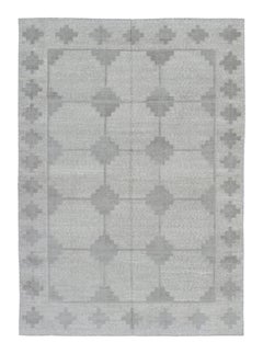 Rug & Kilim’s Indian Dhurrie Rug in Slate Gray with Geometric Patterns