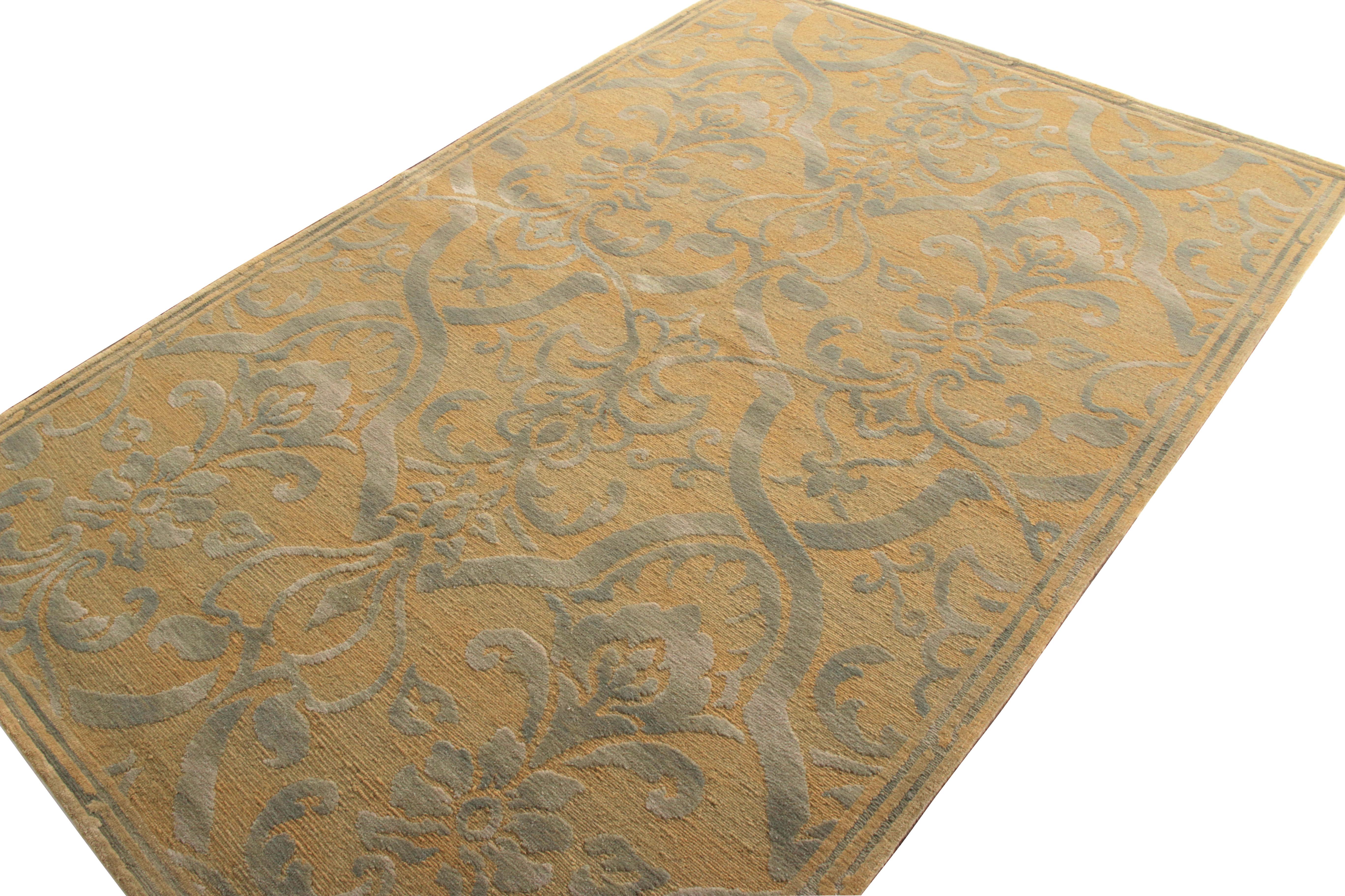 Other Rug & Kilim’s Italian Style Floral Rug in Beige-Brown and Gray Floral Pattern For Sale