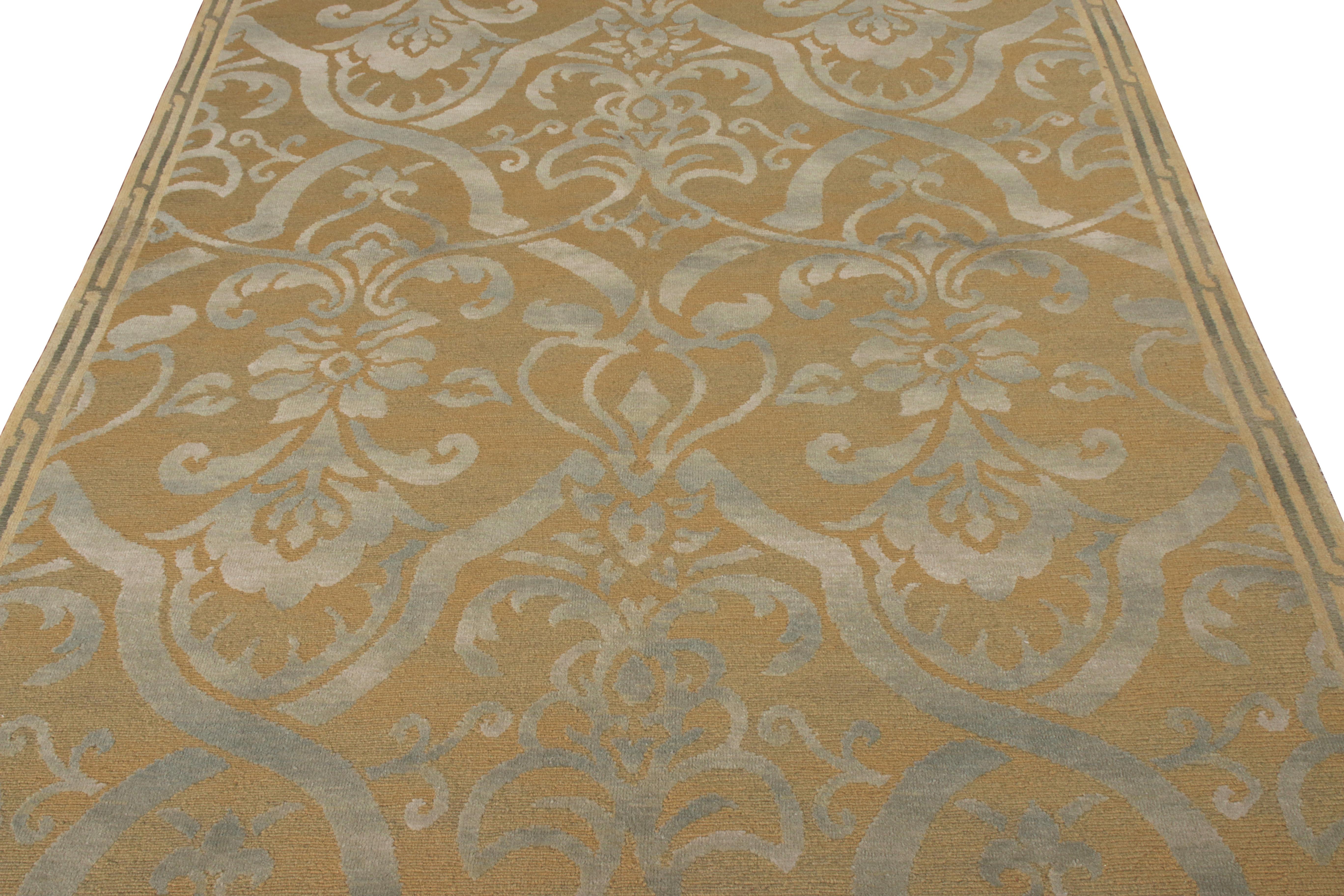 Teppich & Kilims Floral-Teppich im italienischen Stil in Beige-Braun und Grau mit Blumenmuster (Nepalesisch) im Angebot
