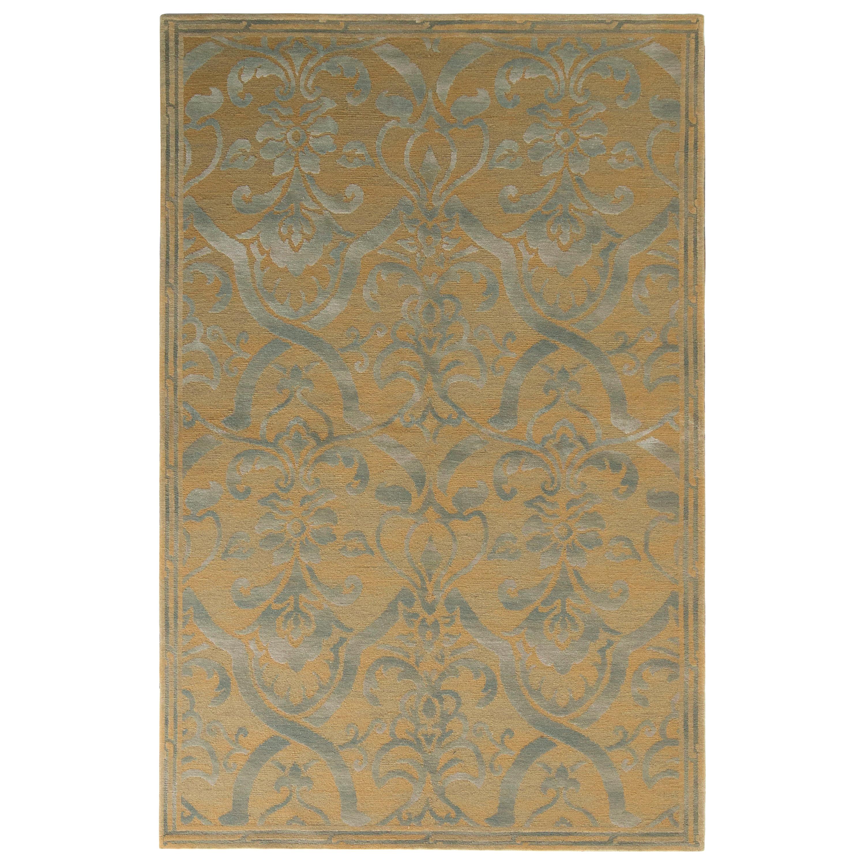 Tapis & Kilims - Tapis à motifs floraux de style italien en beige-marron et gris en vente