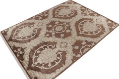 Rug & Kilim’s Italian Style Rug in Brown with Off-White Floral Patterns
