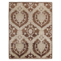 Rug & Kilim's Tapis de style italien en Brown avec motifs floraux Off-White