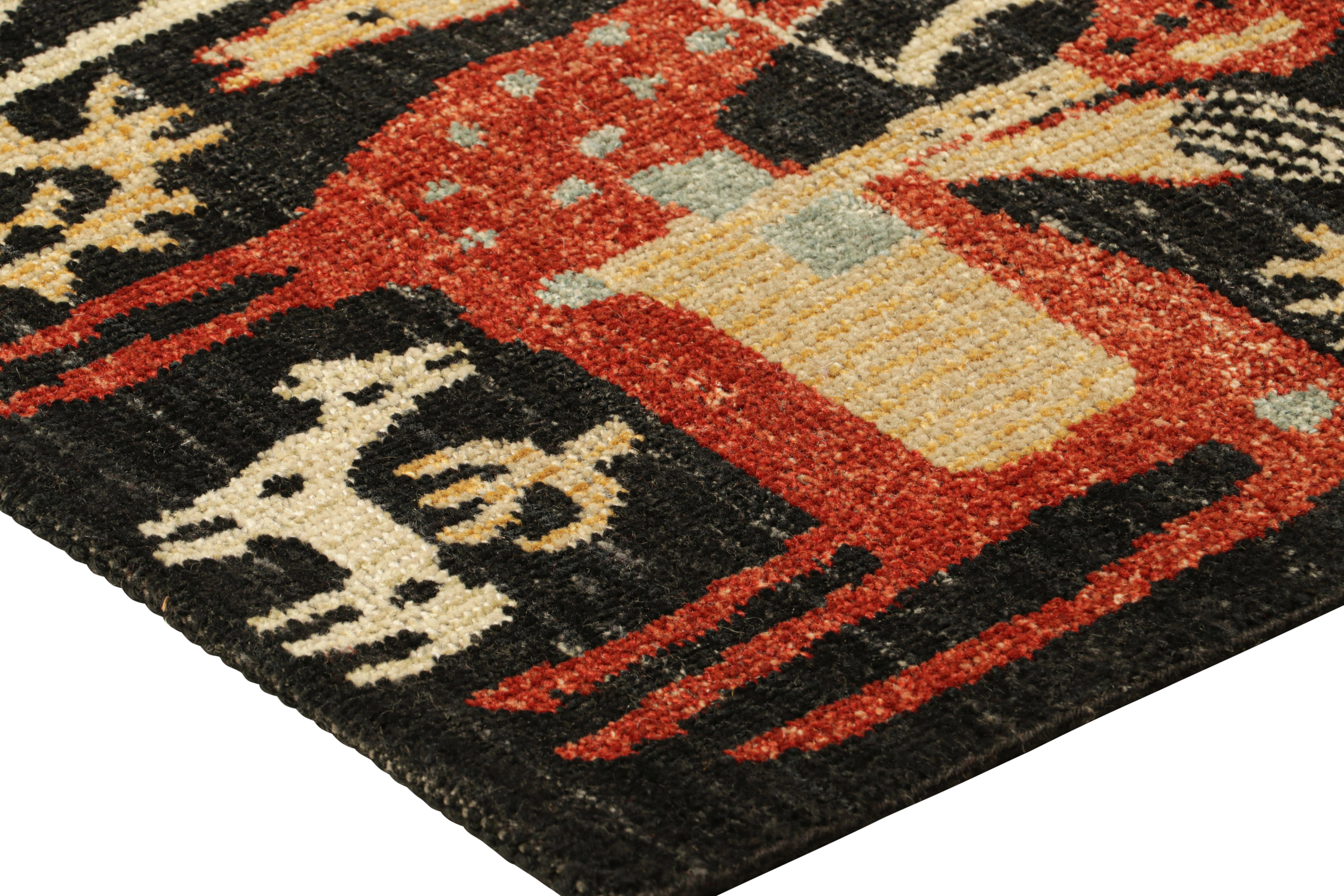 Rug & Kilim's Kaitag Style Rug in Black with Horse and Rider Pictorials (tapis de style Kaitag en noir avec des images de chevaux et de cavaliers) Neuf - En vente à Long Island City, NY