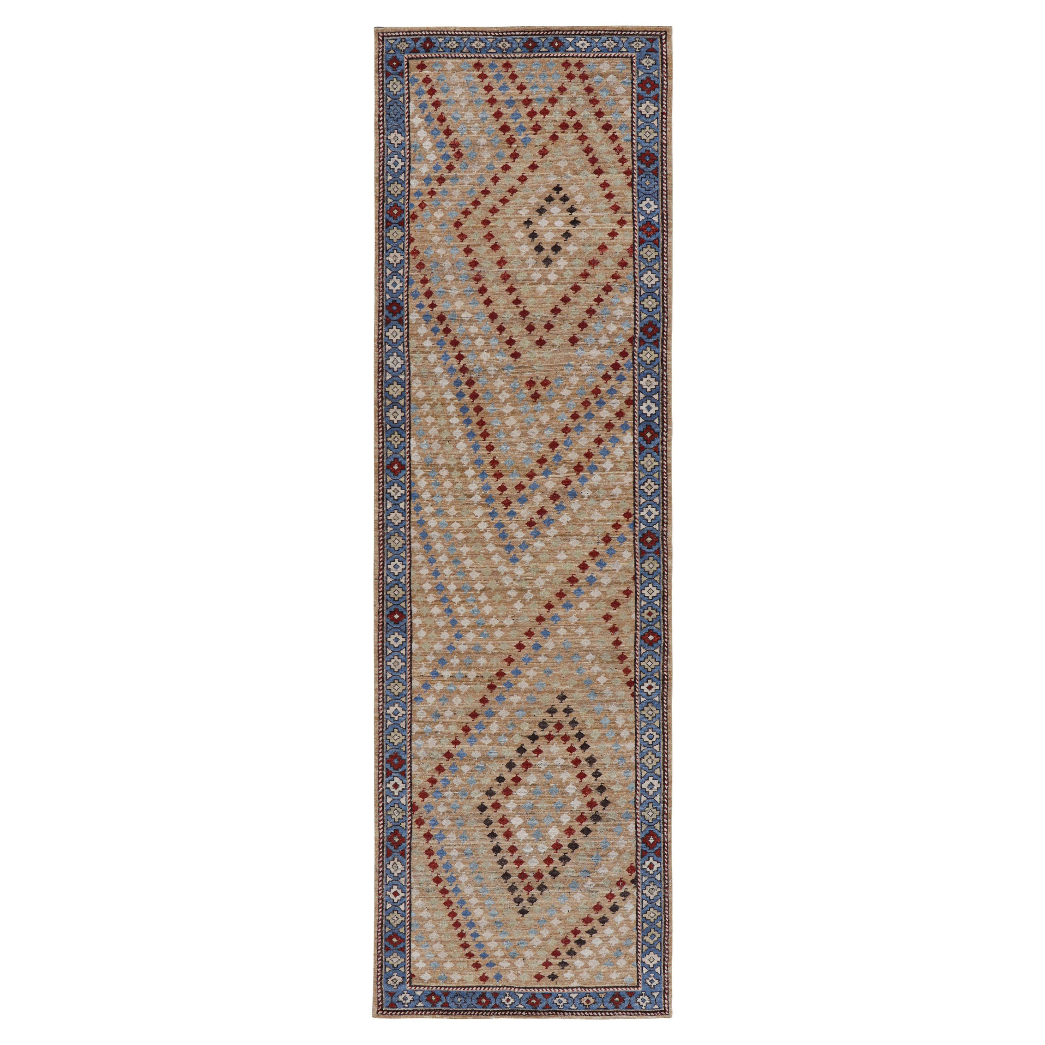 Rug & Kilim’s Karabagh Style Runner Rug with Polychromatic Geometric Patterns