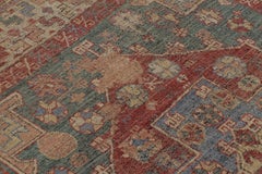 Rug & Kilim’s Kazak-Inspired Rug in Red and Blue Tribal Pattern