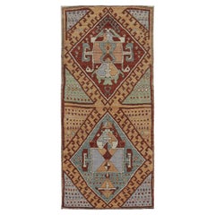 Rug & Kilim’s Kazak Inspired Runner Rug with Bold Tribal Medallions