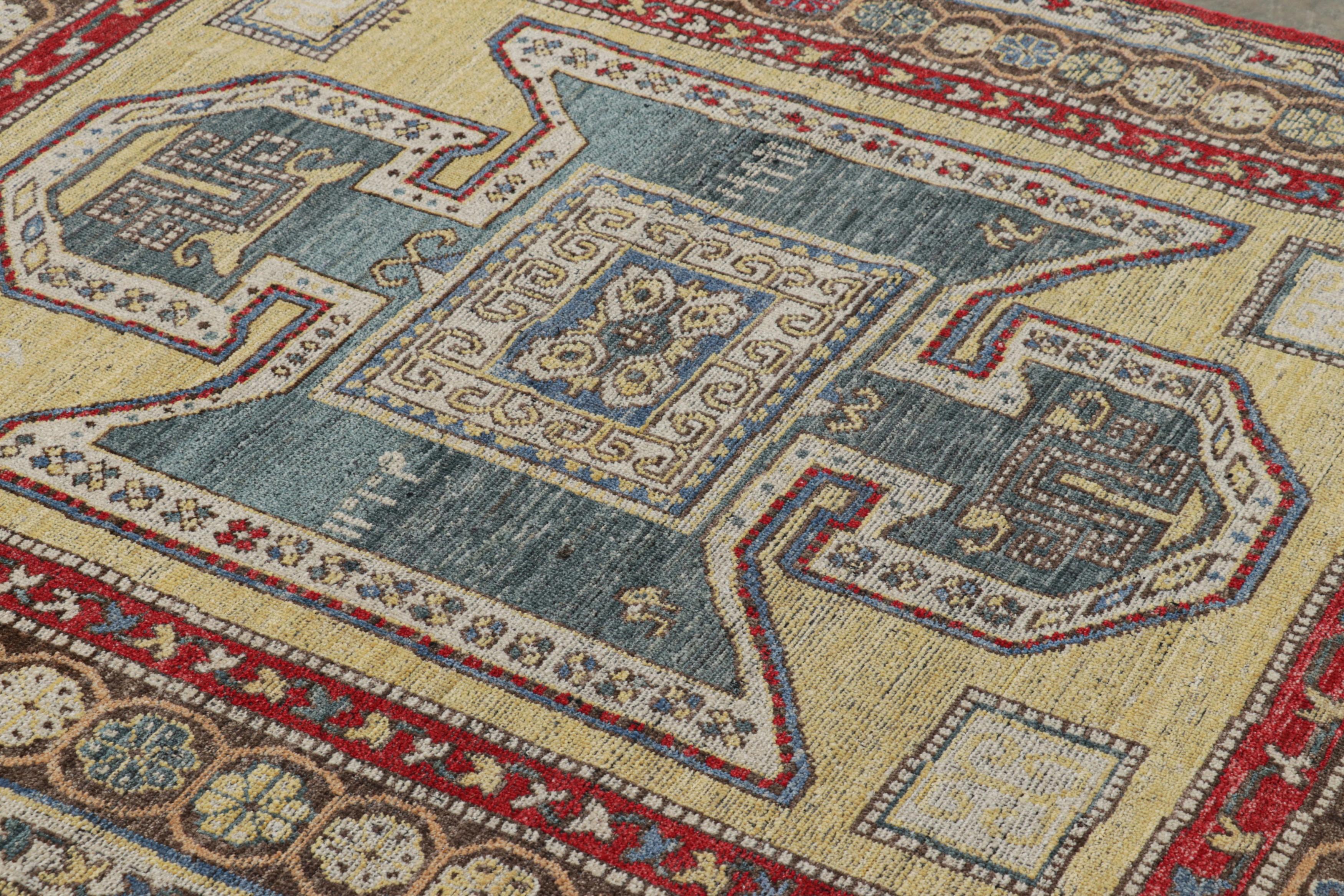 Made with a special blend of hand-knotted Ghazni wool, this 5x7 contemporary rug from Rug & Kilim's custom-classics Burano Collection is inspired by vintage and antique Kazak rugs.

On the Design: 

Admirers of the craft will note this rug’s