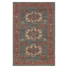 Rug & Kilim's Kazak Style Rug in Blue with Geometric Medallions (tapis de style kazakh avec des médaillons géométriques)