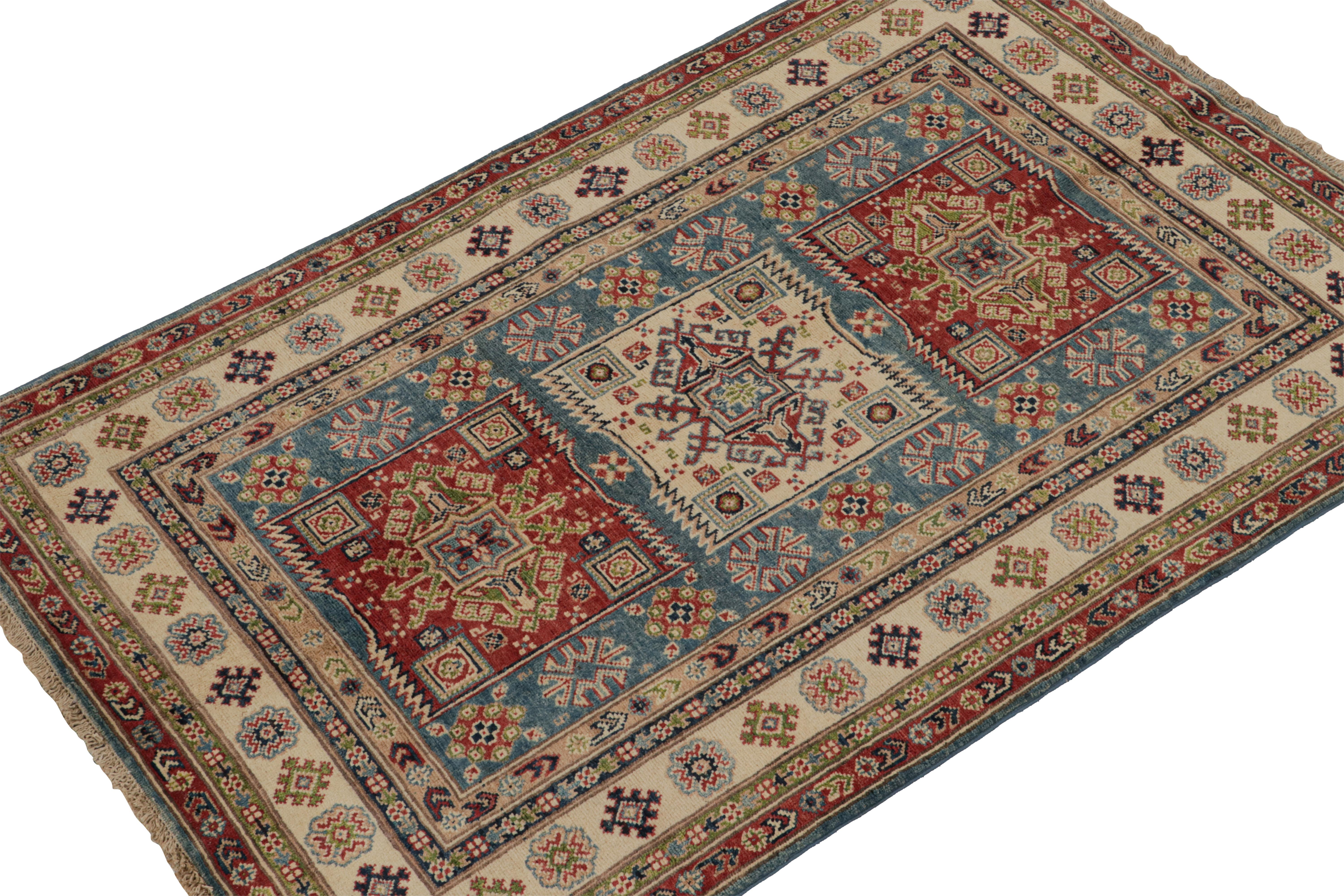 Inspired by the traditional Kazak tribal rugs, this 4x6 rug is the latest to join Rug & Kilim’s Modern Classics collection.

On the Design:

The rug recaptures the spirit of this lineage with dense geometric patterns & love of sharp details -