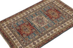 Kazak-Teppich von Rug & Kilim in Rot, Blau und Beige-Braun mit geometrischen Mustern