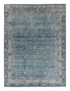 Rug 
Kilim’s Khotan-Inspired Rug in Blue with Gray Floral Patterns and Borders