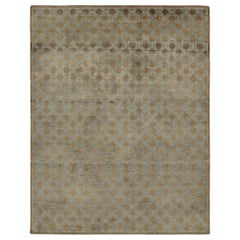 Rug 
Kilim
s Khotan-Inspired Rug, Subtle Blue Geometric Pattern on Beige-Brown