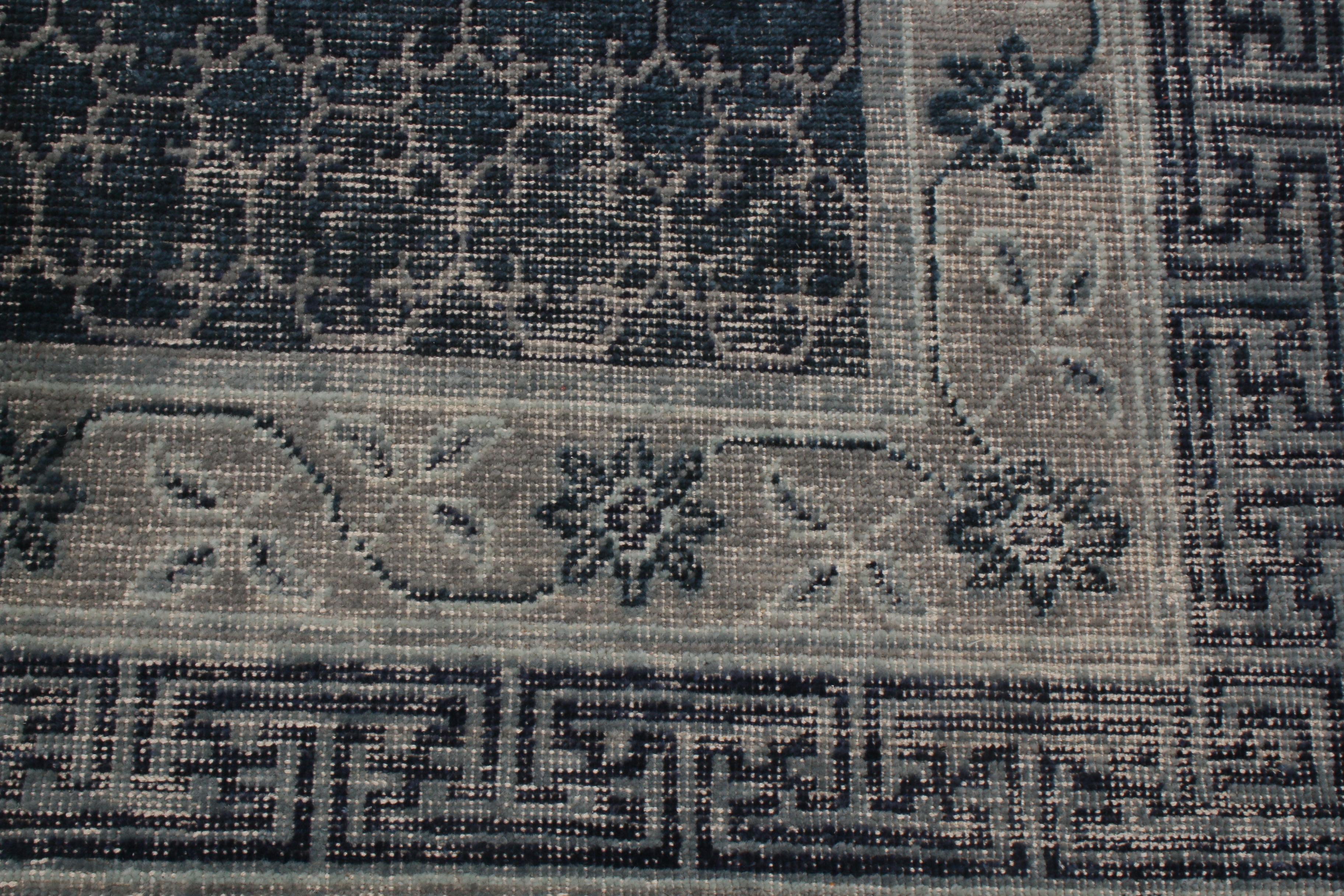 Hand-Knotted Rug & Kilim's Khotan Navy Smoke Blue Wool Rug from the Homage Collection For Sale