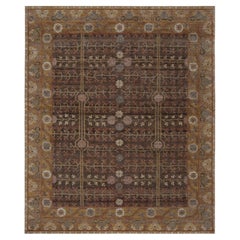 Rug & Kilim's Khotan Rug in Brown and Gold with Geometric Patterns (tapis Khotan à motifs géométriques)