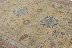 Rug & Kilim’s Khotan Rug in Gold and Red with Geometric Patterns