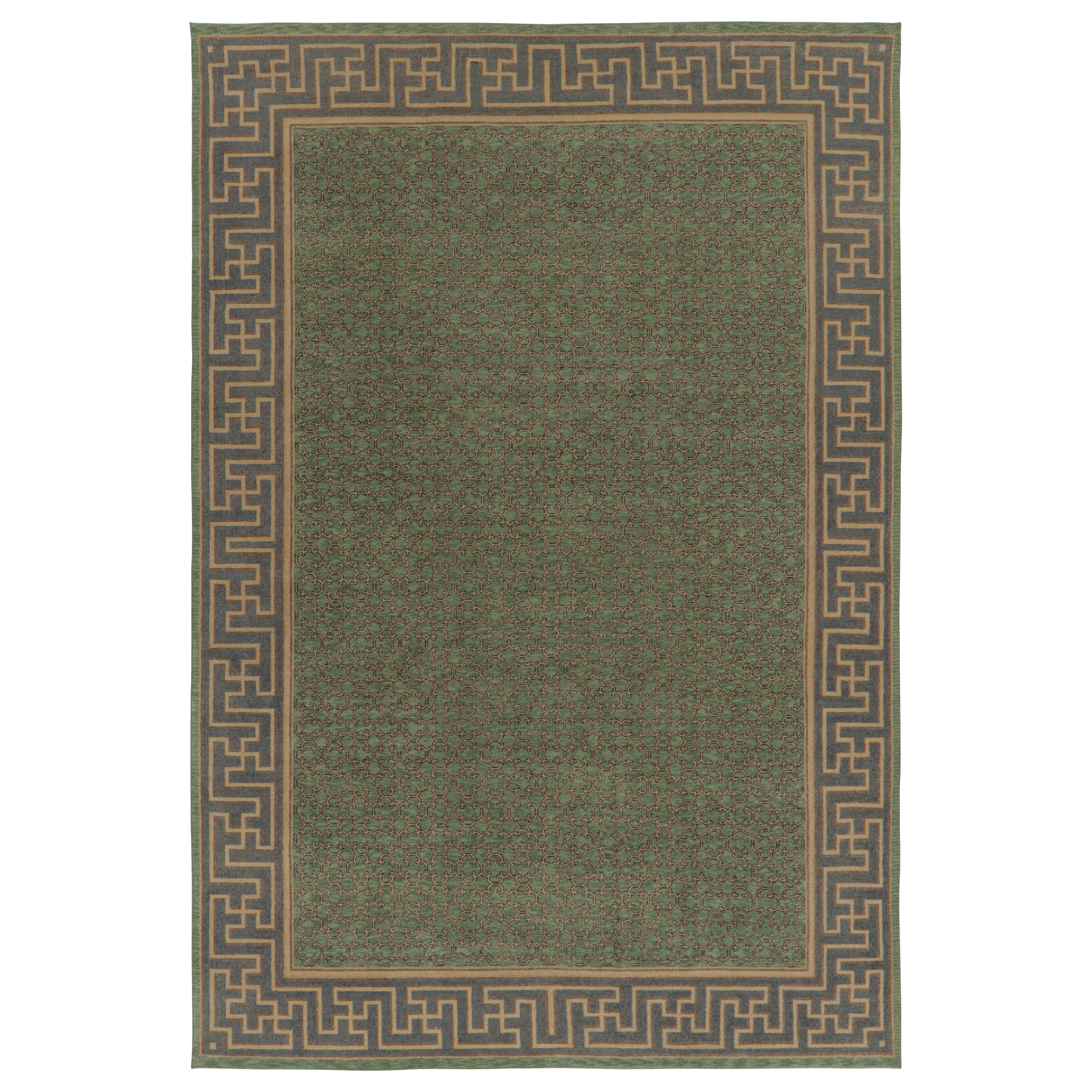 Rug 
Kilim’s Khotan Samarkand-Inspired Custom Rug Design, Forest Green Trellis For Sale