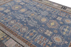 Rug & Kilim’s Khotan Samarkand Style Rug in Blue with Floral Medallions